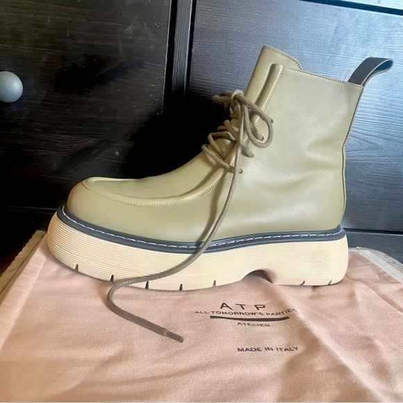 ATP Atelier | Lomello Chunky Boots in Sage Green Leather - Picture 6 of 7